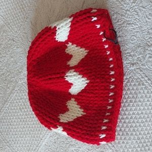 Hand crochet red heart beenie